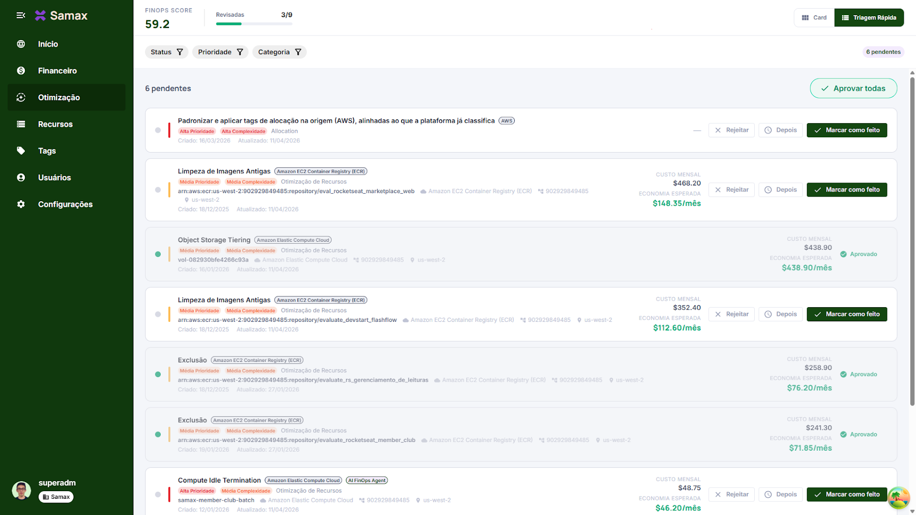 Multi-cloud dashboard